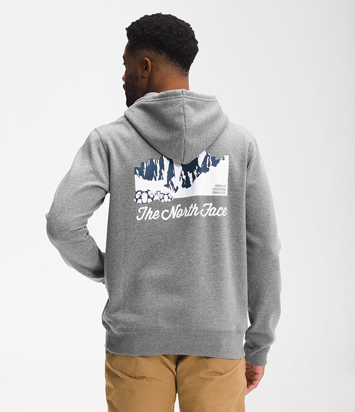 The North Face Hoodie Heren Mountain Scene Pullover AVXU59148 - Grijs